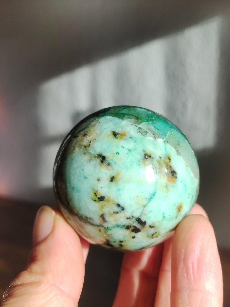 Chrysocoll Quantum Quattro AAA Sphere ~ Magische Edelstein Kugel Massage & Deko Crystal Meditation Heilstein Rarität Sammler Chrysokolla - Art of Nature Berlin