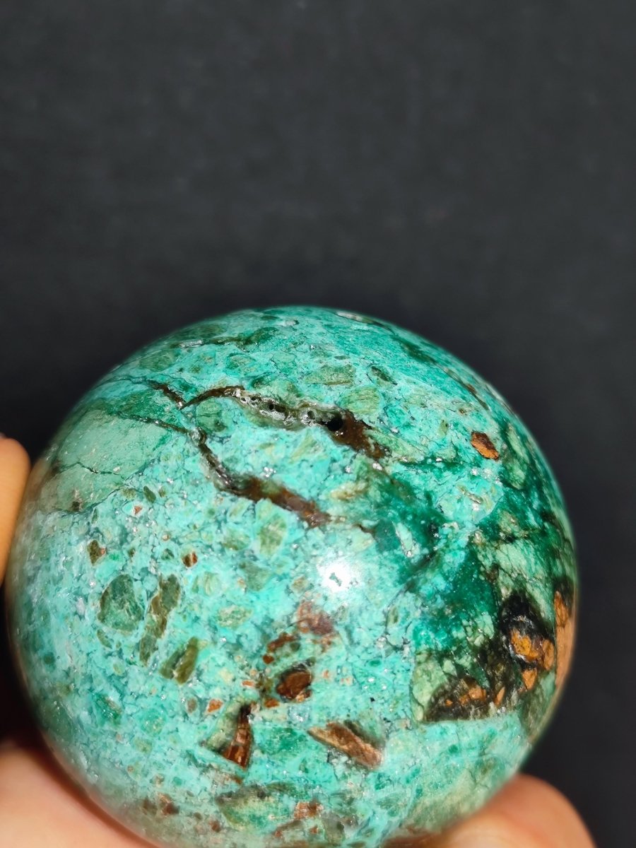 Chrysocoll Sphere A ~ Magische Edelstein Kugel Massage & Deko Crystal Meditation Heilstein Rarität Sammler Mineral Rund Chrysokolla Boho - Art of Nature Berlin