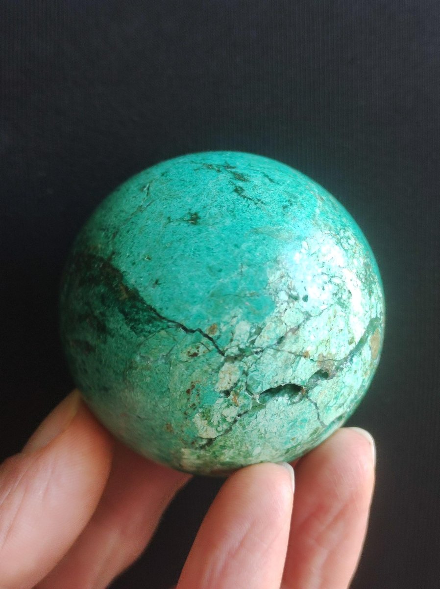 Chrysocoll Sphere A ~ Magische Edelstein Kugel Massage & Deko Crystal Meditation Heilstein Rarität Sammler Mineral Rund Chrysokolla Boho - Art of Nature Berlin