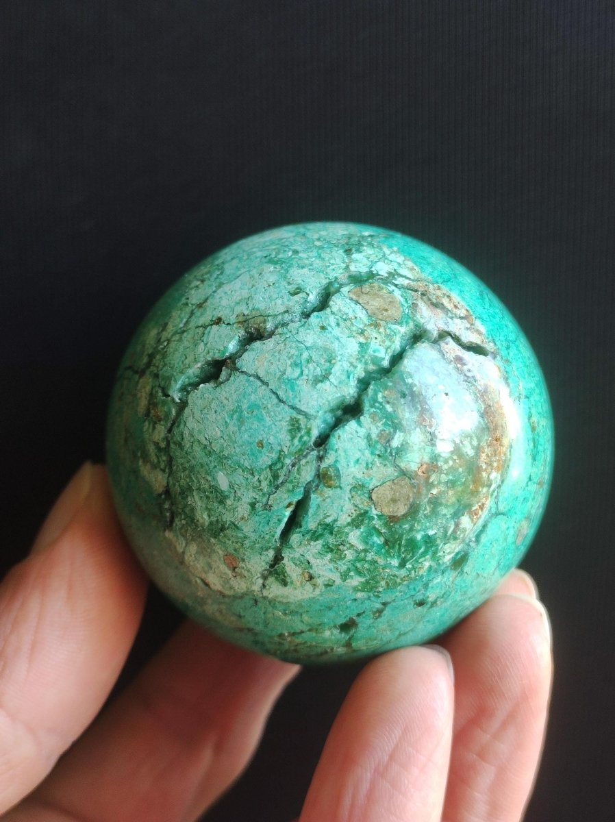 Chrysocoll Sphere A ~ Magische Edelstein Kugel Massage & Deko Crystal Meditation Heilstein Rarität Sammler Mineral Rund Chrysokolla Boho - Art of Nature Berlin