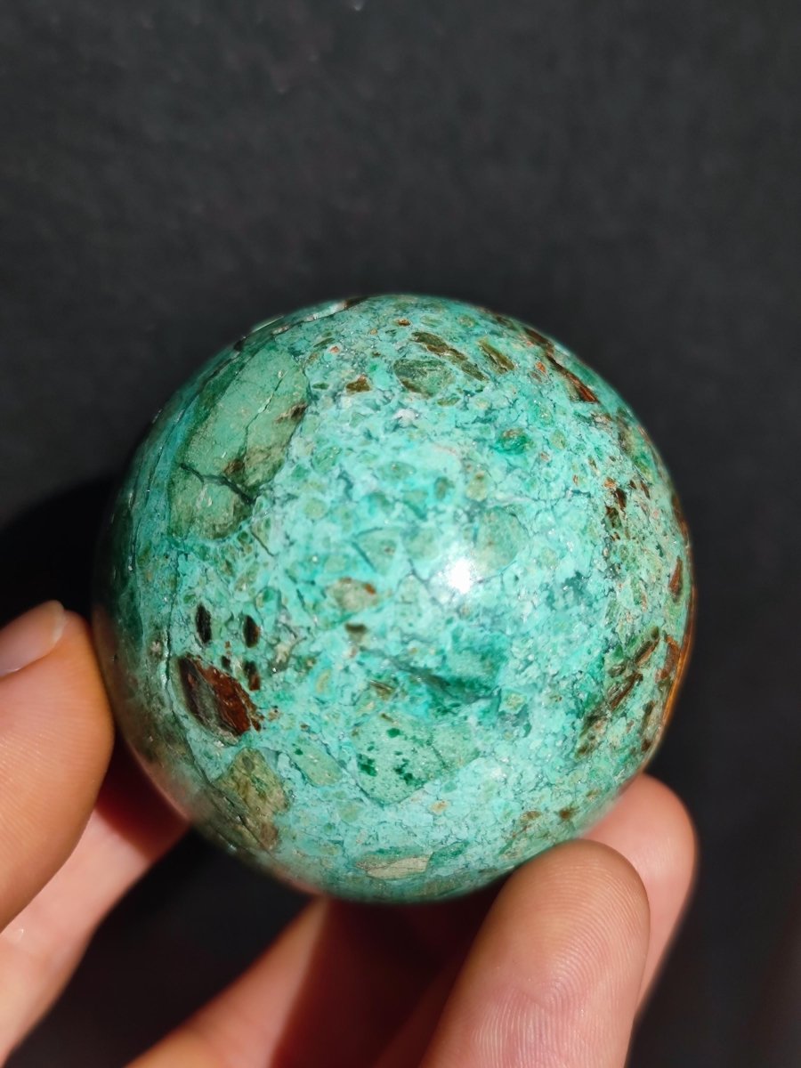 Chrysocoll Sphere A ~ Magische Edelstein Kugel Massage & Deko Crystal Meditation Heilstein Rarität Sammler Mineral Rund Chrysokolla Boho - Art of Nature Berlin