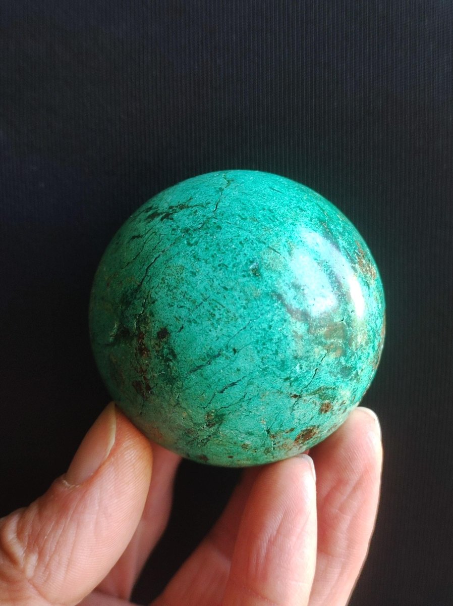 Chrysocoll Sphere A ~ Magische Edelstein Kugel Massage & Deko Crystal Meditation Heilstein Rarität Sammler Mineral Rund Chrysokolla Boho - Art of Nature Berlin