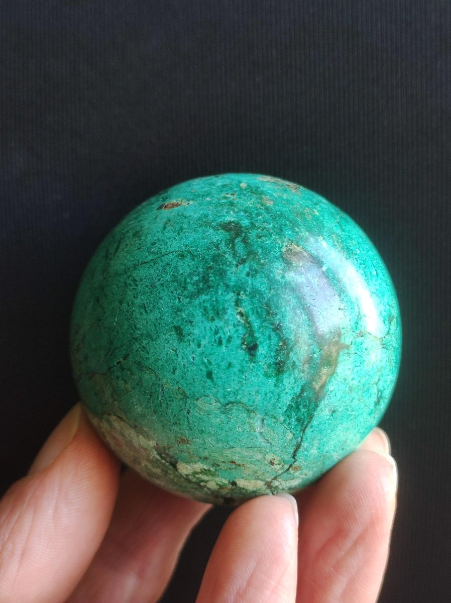 Chrysocoll Sphere A ~ Magische Edelstein Kugel Massage & Deko Crystal Meditation Heilstein Rarität Sammler Mineral Rund Chrysokolla Boho - Art of Nature Berlin