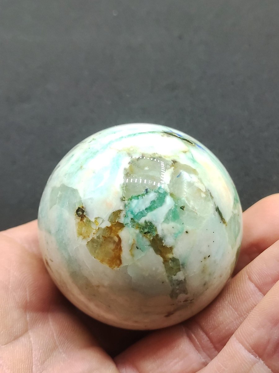 Chrysocoll Sphere ~ Magische Edelstein Kugel Massage & Deko Crystal Meditation Heilstein Rarität Sammler Mineral Rund Chrysokolla Boho - Art of Nature Berlin