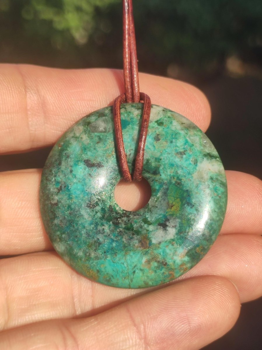 Chrysokoll Chrysocoll Donut 40mm ~ Edelstein Kette ~HIPPIE ~GOA ~Boho ~Tibet ~Ethno ~Nature ~Donut ~Heilstein ~Rarität - Art of Nature Berlin