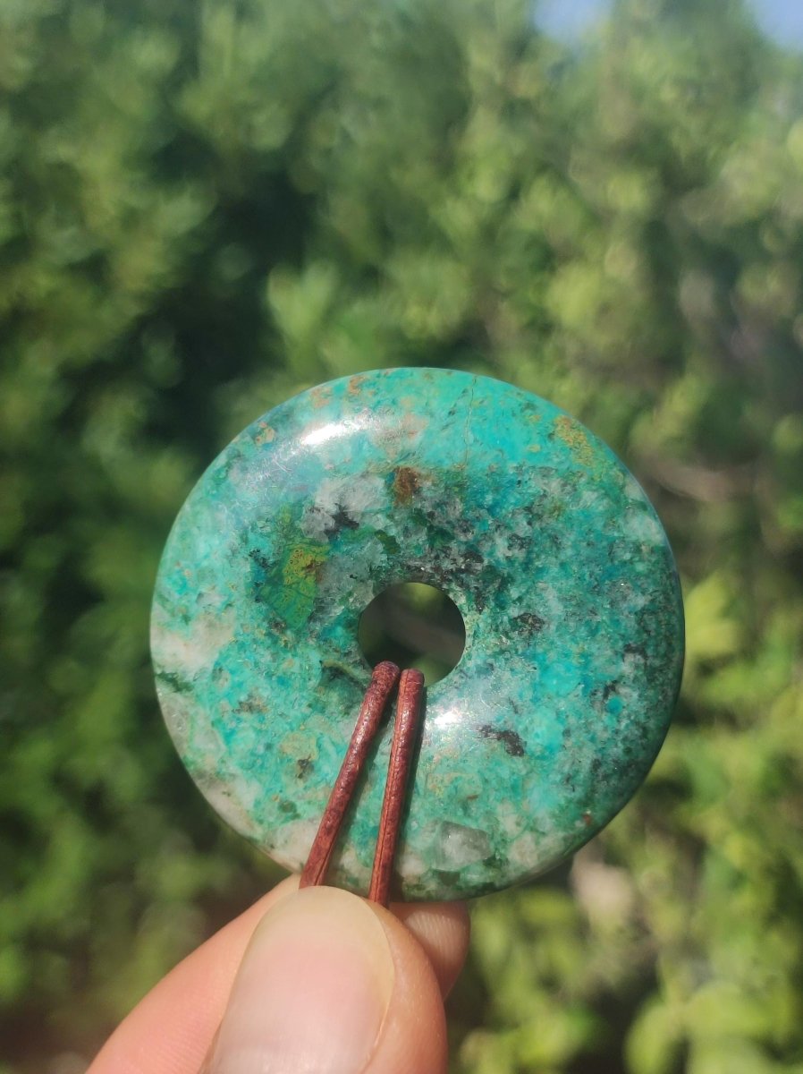 Chrysokoll Chrysocoll Donut 40mm ~ Edelstein Kette ~HIPPIE ~GOA ~Boho ~Tibet ~Ethno ~Nature ~Donut ~Heilstein ~Rarität - Art of Nature Berlin