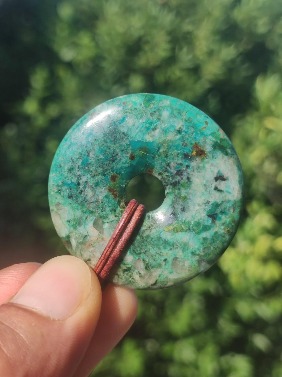 Chrysokoll Chrysocoll Donut 40mm ~ Edelstein Kette ~HIPPIE ~GOA ~Boho ~Tibet ~Ethno ~Nature ~Donut ~Heilstein ~Rarität - Art of Nature Berlin