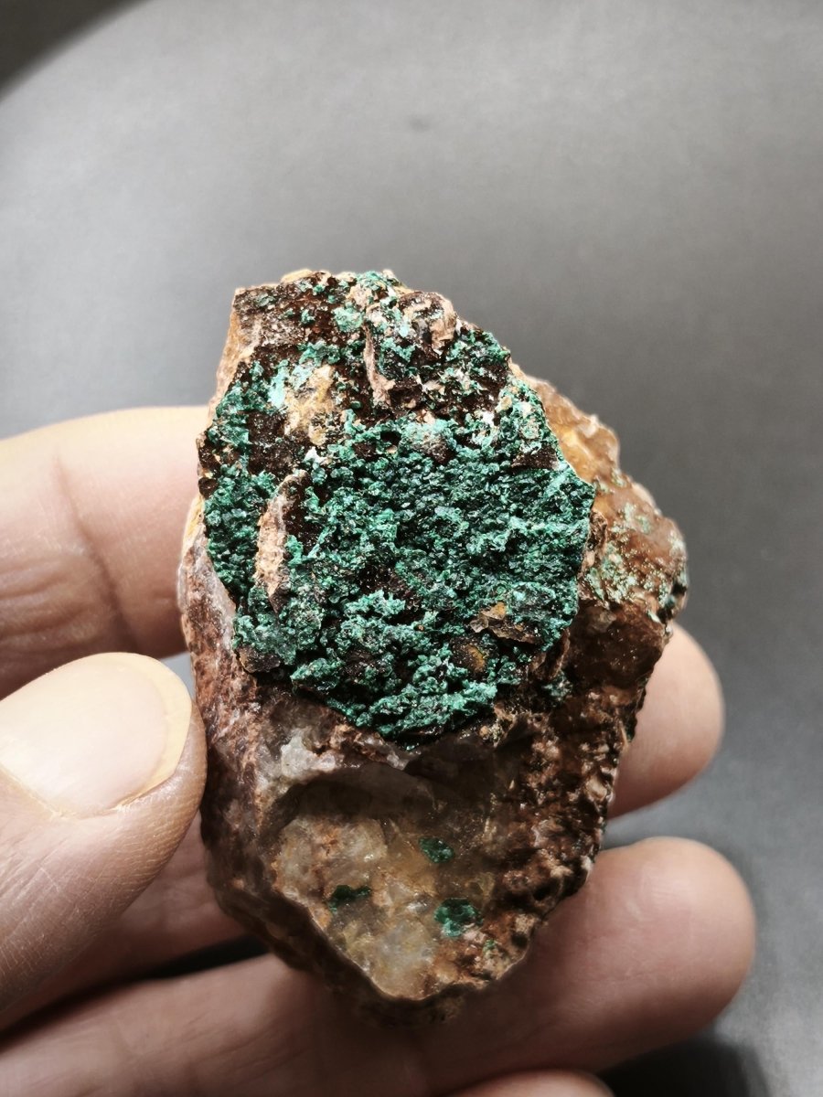 Chrysokoll Stufe auf braun-weißer Quarzmatrix – aus Marokko Edelstein Mineral Sammler Natur Grün Heilstein Unikat Rarität Geschenk Sammler - Art of Nature Berlin
