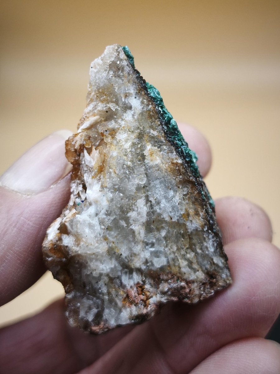 Chrysokoll Stufe auf braun-weißer Quarzmatrix – aus Marokko Edelstein Mineral Sammler Natur Grün Heilstein Unikat Rarität Geschenk Sammler - Art of Nature Berlin
