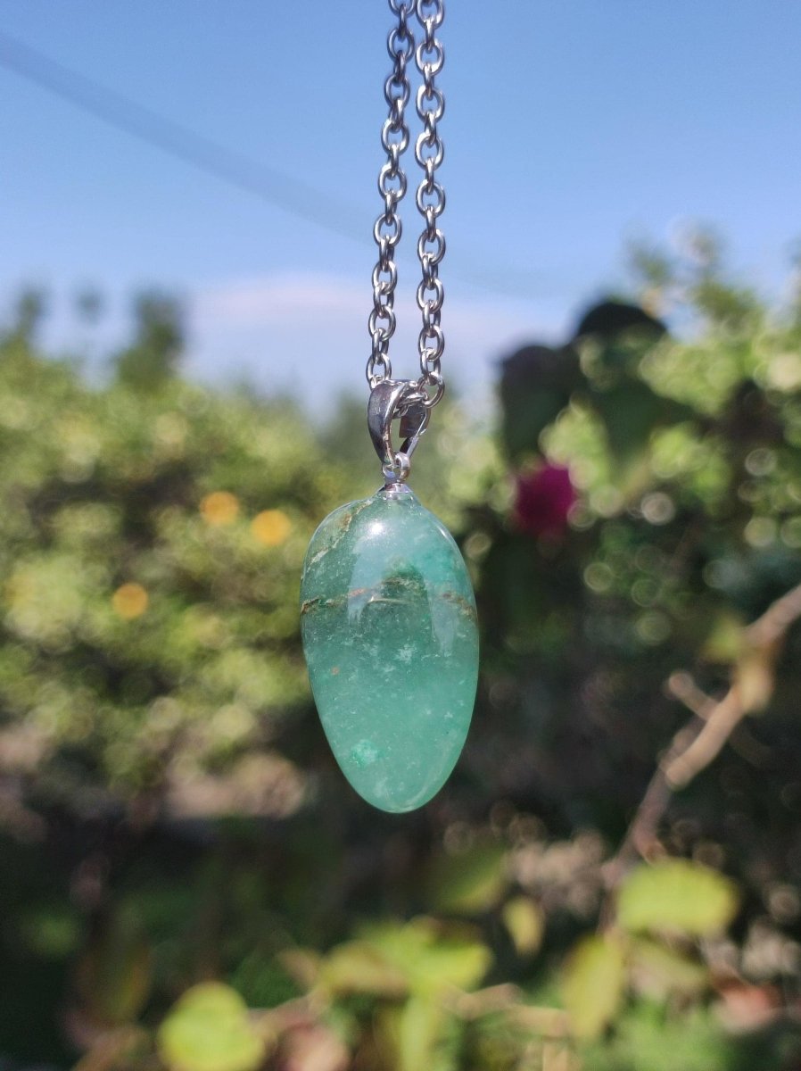 Chrysopras 925 Silberöse Edelstein Kette grün transparent Anhänger Natur Heilstein Kristall Geschenk Mann Frau Mutter Vater Er Sie Freundin - Art of Nature Berlin