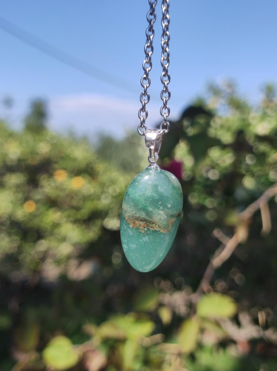 Chrysopras 925 Silberöse Edelstein Kette grün transparent Anhänger Natur Heilstein Kristall Geschenk Mann Frau Mutter Vater Er Sie Freundin - Art of Nature Berlin