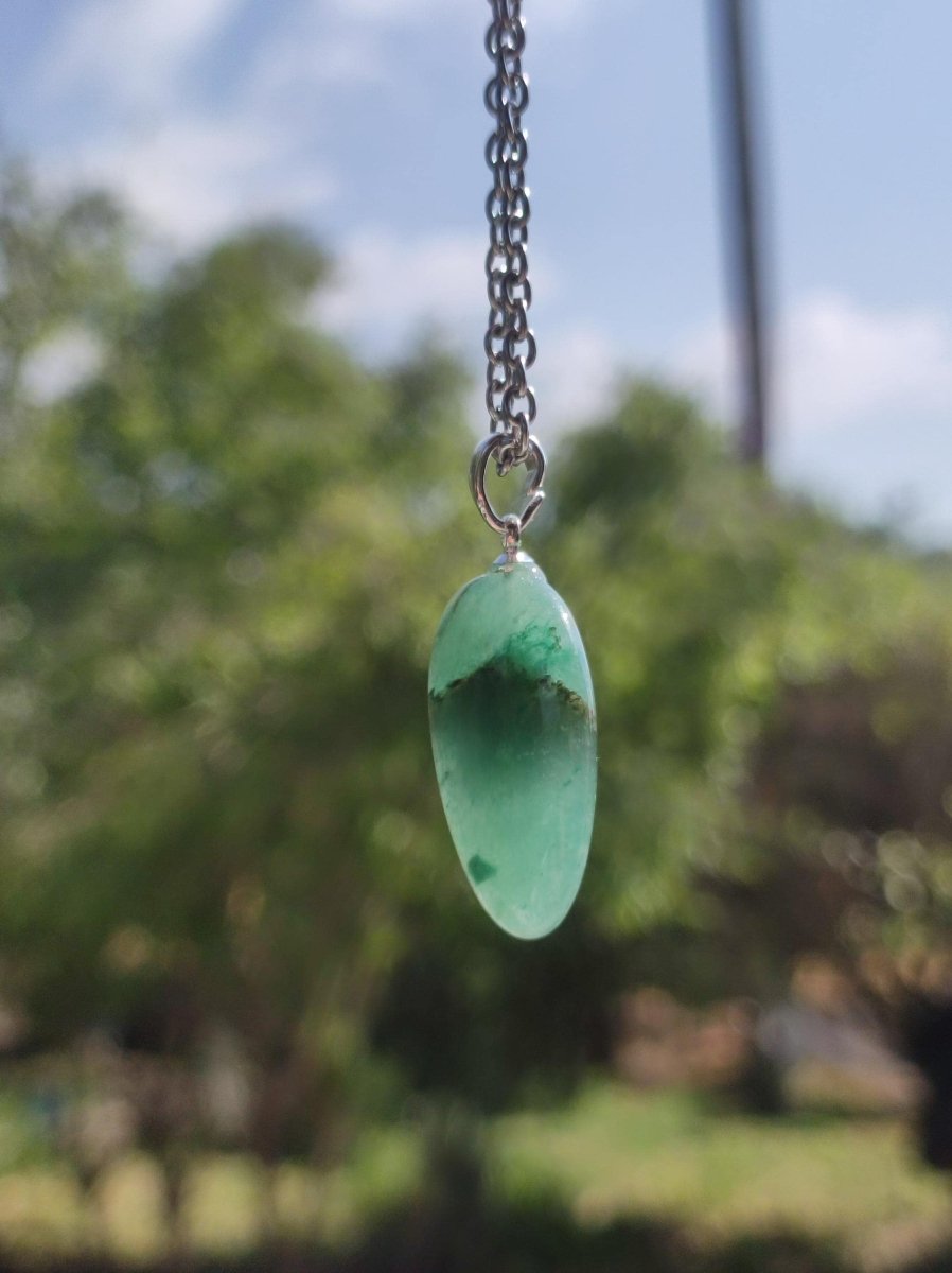 Chrysopras 925 Silberöse Edelstein Kette grün transparent Anhänger Natur Heilstein Kristall Geschenk Mann Frau Mutter Vater Er Sie Freundin - Art of Nature Berlin