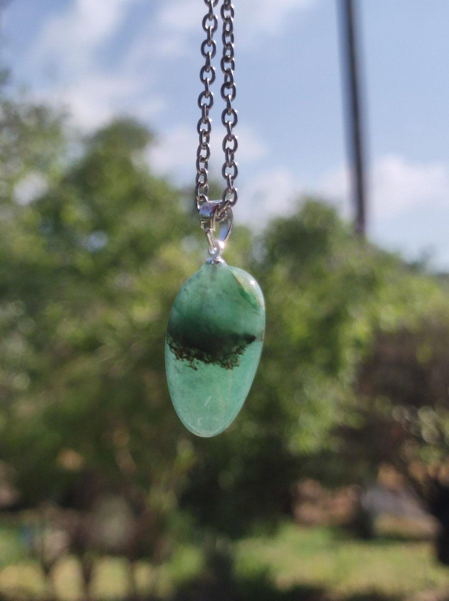 Chrysopras 925 Silberöse Edelstein Kette grün transparent Anhänger Natur Heilstein Kristall Geschenk Mann Frau Mutter Vater Er Sie Freundin - Art of Nature Berlin