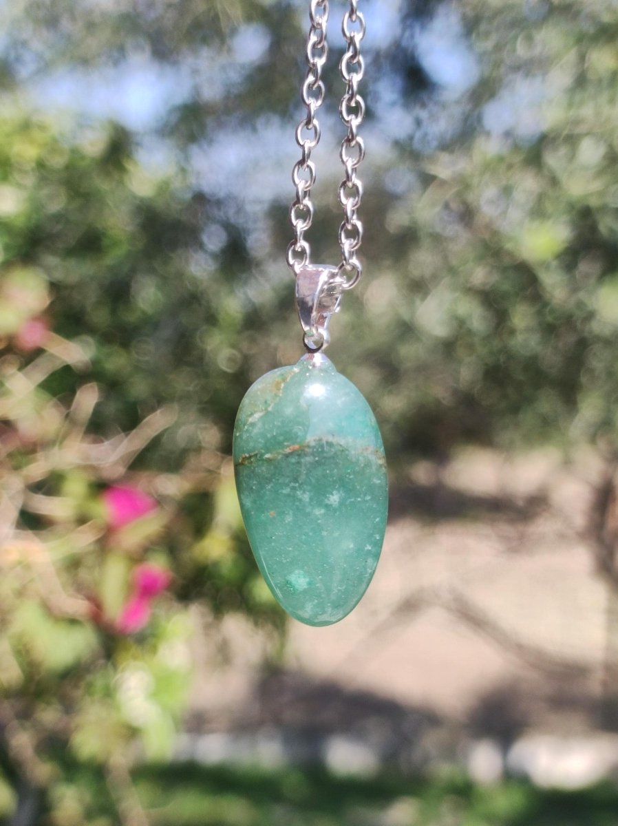 Chrysopras 925 Silberöse Edelstein Kette grün transparent Anhänger Natur Heilstein Kristall Geschenk Mann Frau Mutter Vater Er Sie Freundin - Art of Nature Berlin