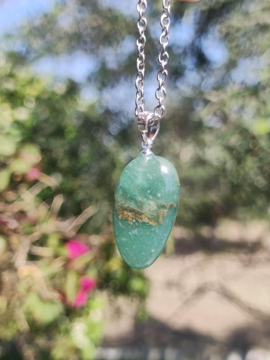 Chrysopras 925 Silberöse Edelstein Kette grün transparent Anhänger Natur Heilstein Kristall Geschenk Mann Frau Mutter Vater Er Sie Freundin - Art of Nature Berlin