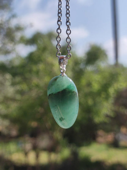 Chrysopras 925 Silberöse Edelstein Kette grün transparent Anhänger Natur Heilstein Kristall Geschenk Mann Frau Mutter Vater Er Sie Freundin - Art of Nature Berlin