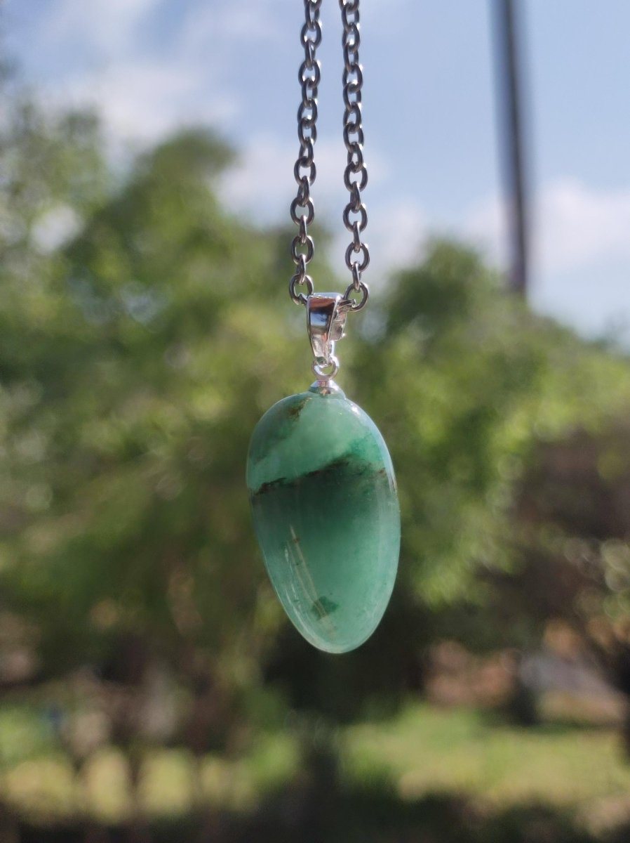 Chrysopras 925 Silberöse Edelstein Kette grün transparent Anhänger Natur Heilstein Kristall Geschenk Mann Frau Mutter Vater Er Sie Freundin - Art of Nature Berlin