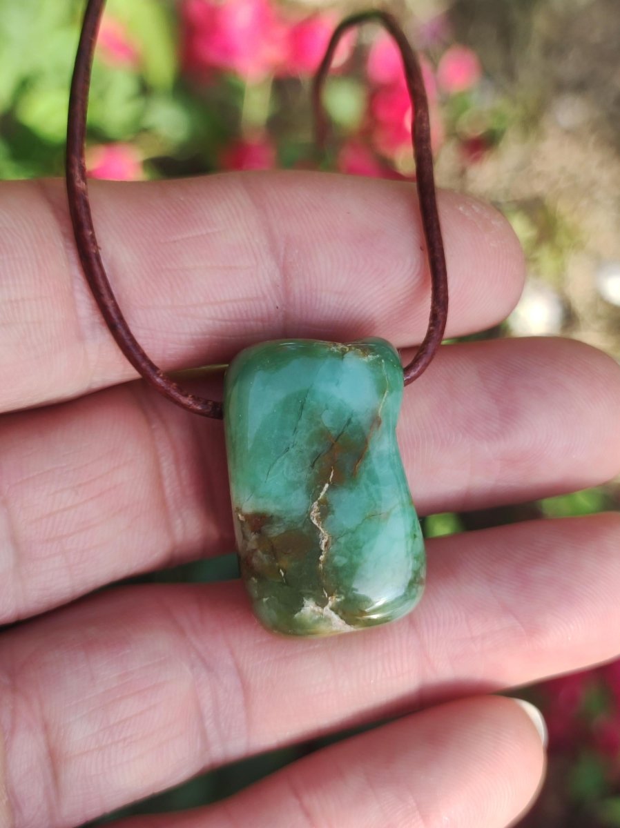 Chrysopras ~ Edelstein Kette Heilstein grün Natur Er Sie Mann Frau Glück HIPPIE GOA Boho Tibet Ethno Natur Rarität Geschenk Selten - Art of Nature Berlin