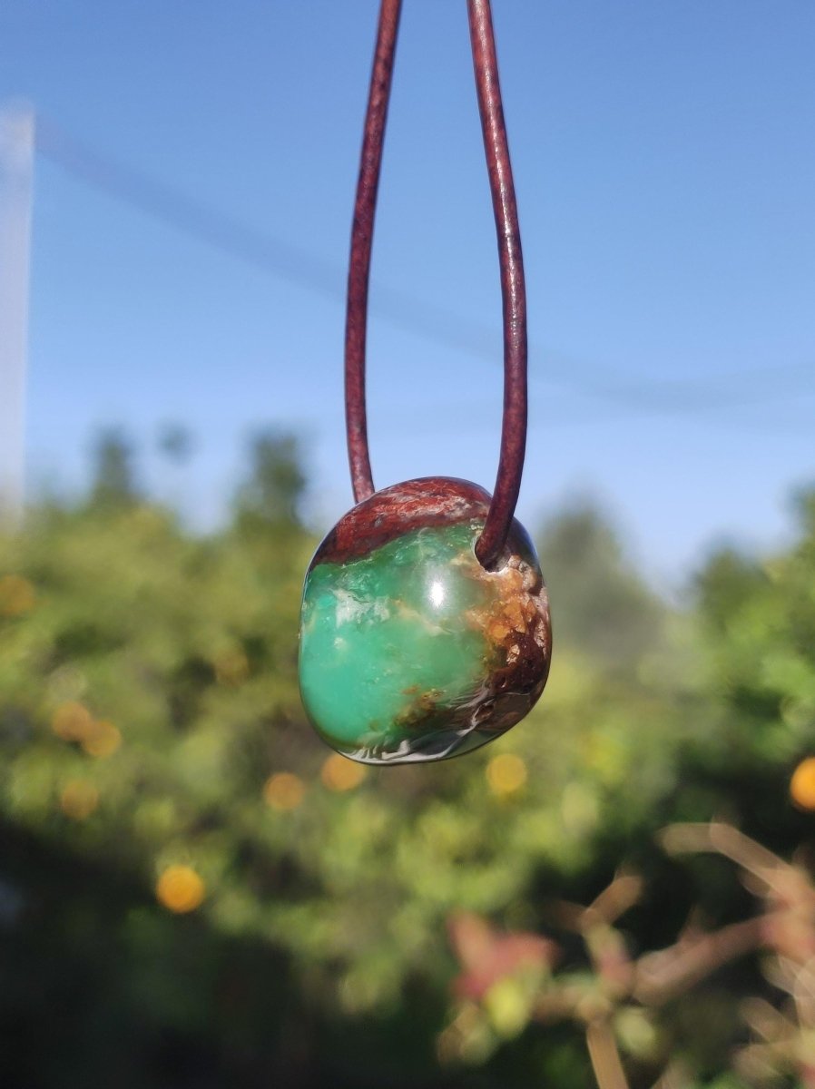 Chrysopras ~ Edelstein Kette Heilstein grün Natur Er Sie Mann Frau Glück HIPPIE GOA Boho Tibet Ethno Natur Rarität Geschenk Selten - Art of Nature Berlin