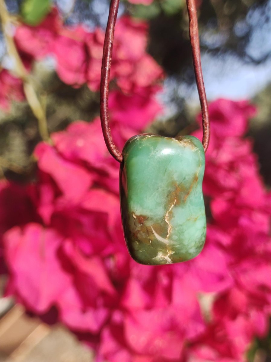 Chrysopras ~ Edelstein Kette Heilstein grün Natur Er Sie Mann Frau Glück HIPPIE GOA Boho Tibet Ethno Natur Rarität Geschenk Selten - Art of Nature Berlin