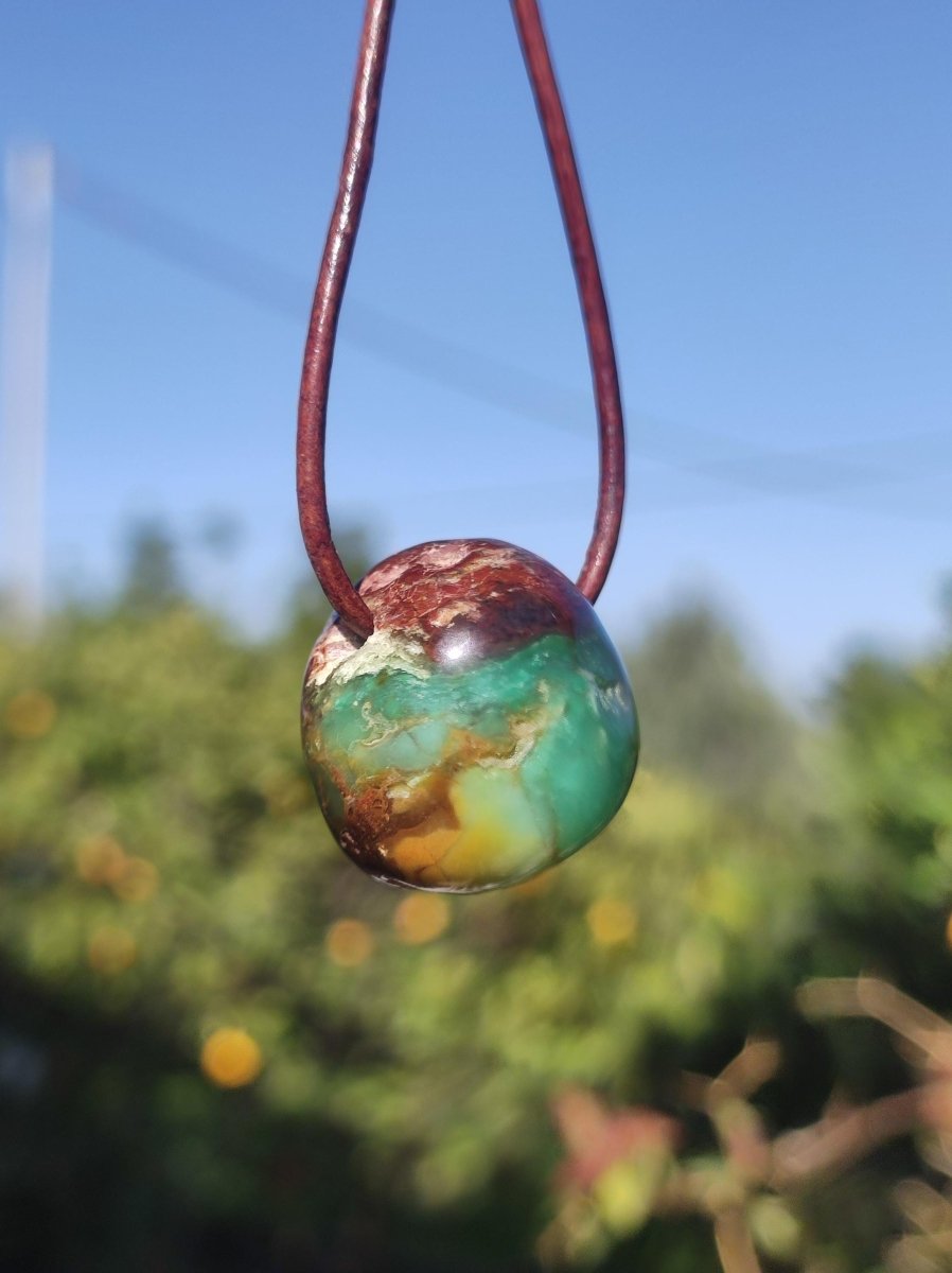 Chrysopras ~ Edelstein Kette Heilstein grün Natur Er Sie Mann Frau Glück HIPPIE GOA Boho Tibet Ethno Natur Rarität Geschenk Selten - Art of Nature Berlin
