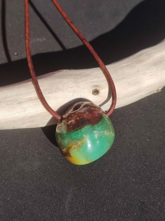 Chrysopras ~ Edelstein Kette Heilstein grün Natur Er Sie Mann Frau Glück HIPPIE GOA Boho Tibet Ethno Natur Rarität Geschenk Selten - Art of Nature Berlin