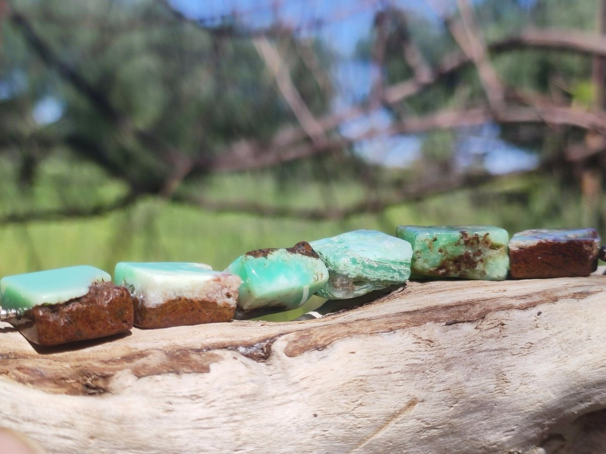 Chrysoprase A Edelstein Armband grün braun Natur Rarität edel hochwertig Heilstein Schmuck Qualität Geschenk Frau Mutter Mann Unisex Er Sie - Art of Nature Berlin