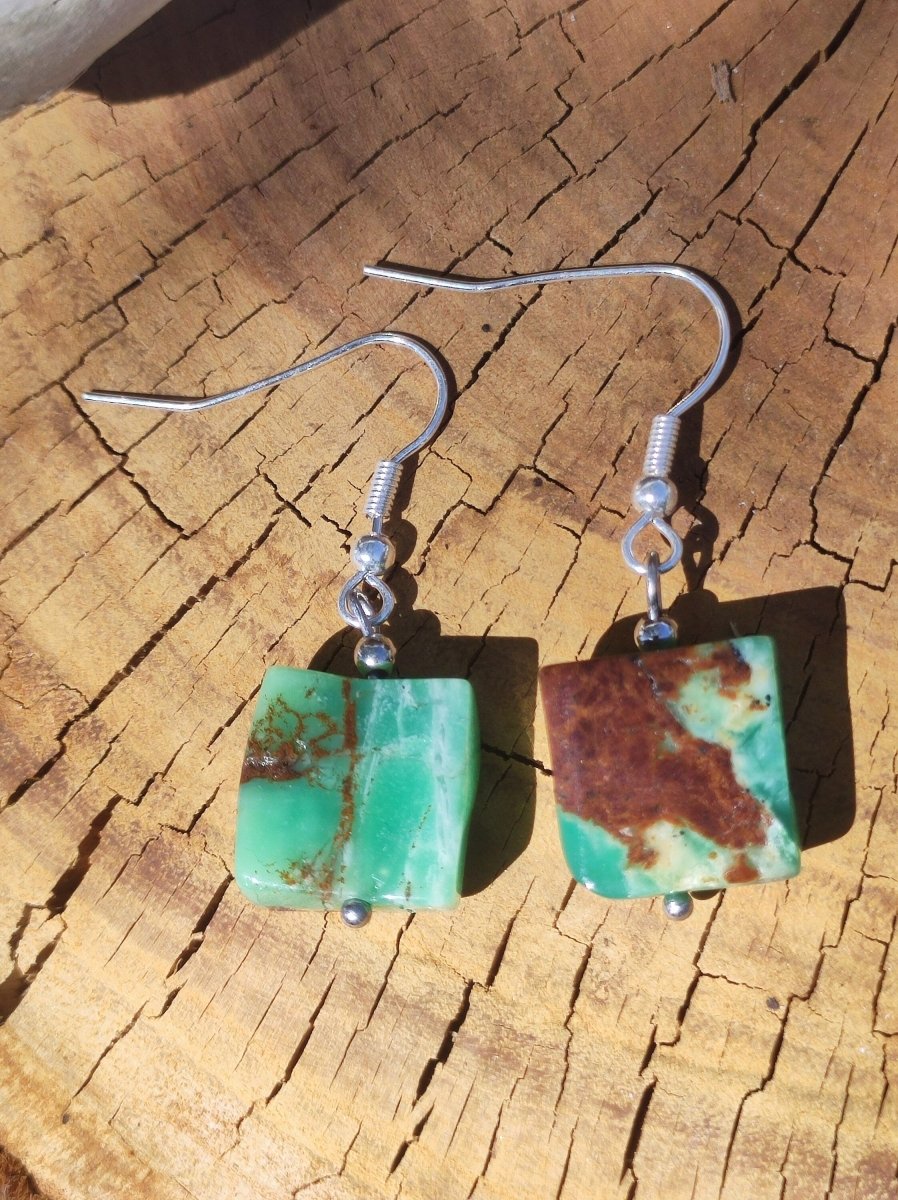 Chrysoprase AAA ~ Edelstein Ohrringe ~GOA ~Hippie ~Boho ~Ethno ~Nature ~Heilstein ~Natur ~Ohrhänger ~Edelstahl ~Rarität - Art of Nature Berlin