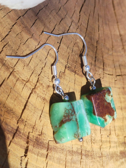 Chrysoprase AAA ~ Edelstein Ohrringe ~GOA ~Hippie ~Boho ~Ethno ~Nature ~Heilstein ~Natur ~Ohrhänger ~Edelstahl ~Rarität - Art of Nature Berlin