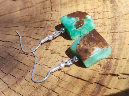 Chrysoprase AAA ~ Edelstein Ohrringe ~GOA ~Hippie ~Boho ~Ethno ~Nature ~Heilstein ~Natur ~Ohrhänger ~Edelstahl ~Rarität - Art of Nature Berlin