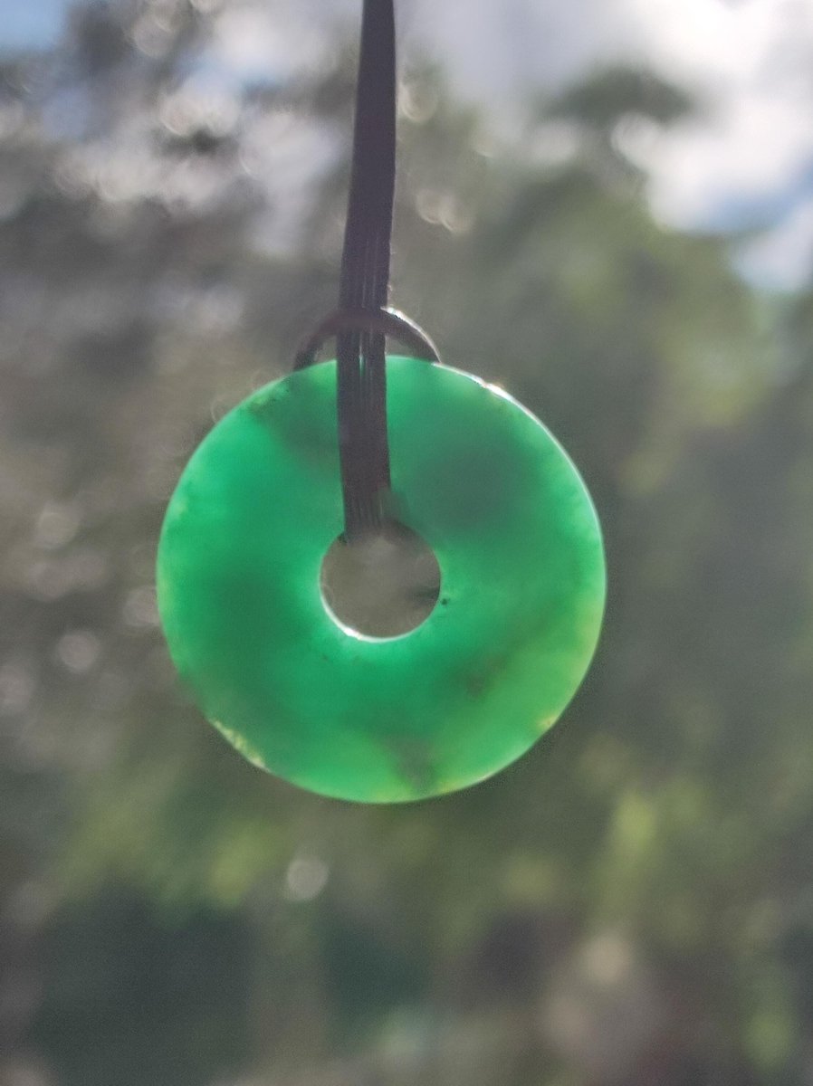 Chrysoprase Edelstein Donut Kette grün Natur GOA Boho Hippie Ethno Schutzsymbol Heilstein Sammler Unikat Mann Frau Er Sie Geschenk Anhänger - Art of Nature Berlin