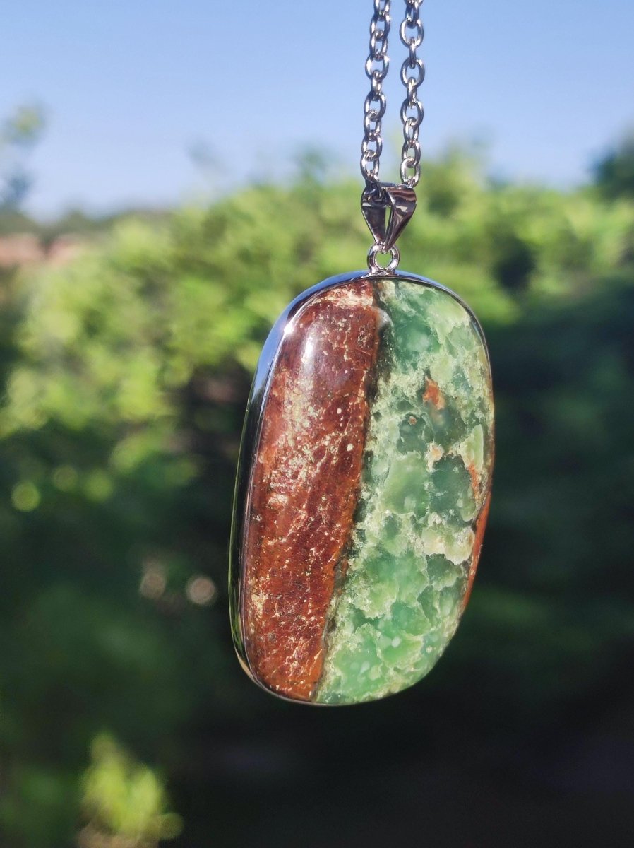 Chrysoprase - Edelstein Kette 925 Sterling Silber - Edler Frau Mann Schmuck Filigran Hochzeitstag Geburtstag Geschenk Heilstein Rarität - Art of Nature Berlin