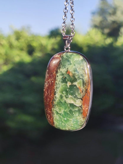 Chrysoprase - Edelstein Kette 925 Sterling Silber - Edler Frau Mann Schmuck Filigran Hochzeitstag Geburtstag Geschenk Heilstein Rarität - Art of Nature Berlin