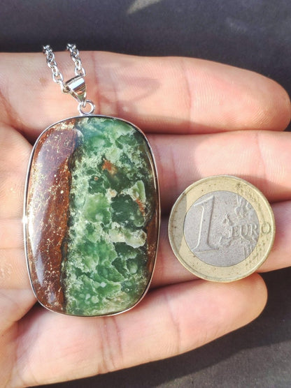 Chrysoprase - Edelstein Kette 925 Sterling Silber - Edler Frau Mann Schmuck Filigran Hochzeitstag Geburtstag Geschenk Heilstein Rarität - Art of Nature Berlin