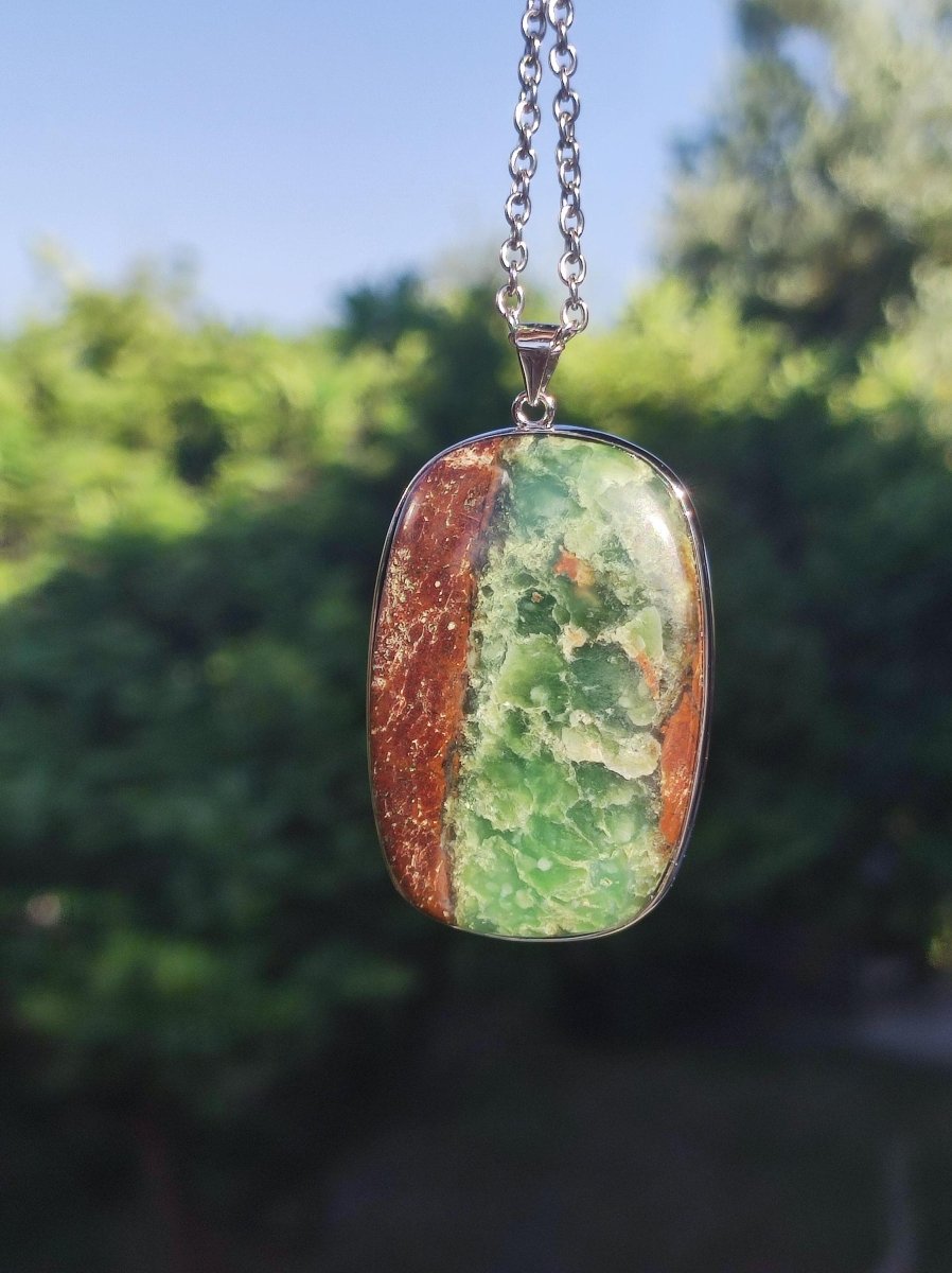 Chrysoprase - Edelstein Kette 925 Sterling Silber - Edler Frau Mann Schmuck Filigran Hochzeitstag Geburtstag Geschenk Heilstein Rarität - Art of Nature Berlin