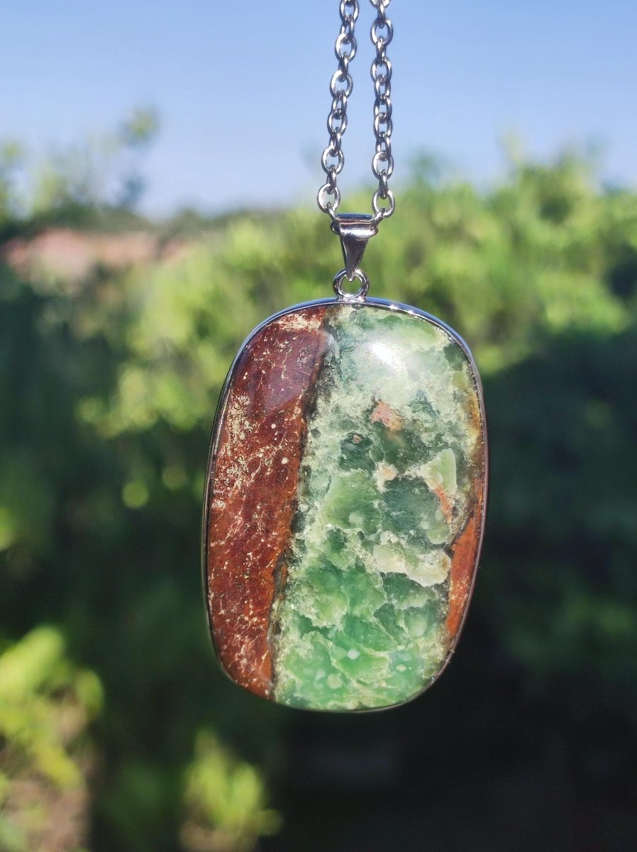 Chrysoprase - Edelstein Kette 925 Sterling Silber - Edler Frau Mann Schmuck Filigran Hochzeitstag Geburtstag Geschenk Heilstein Rarität - Art of Nature Berlin