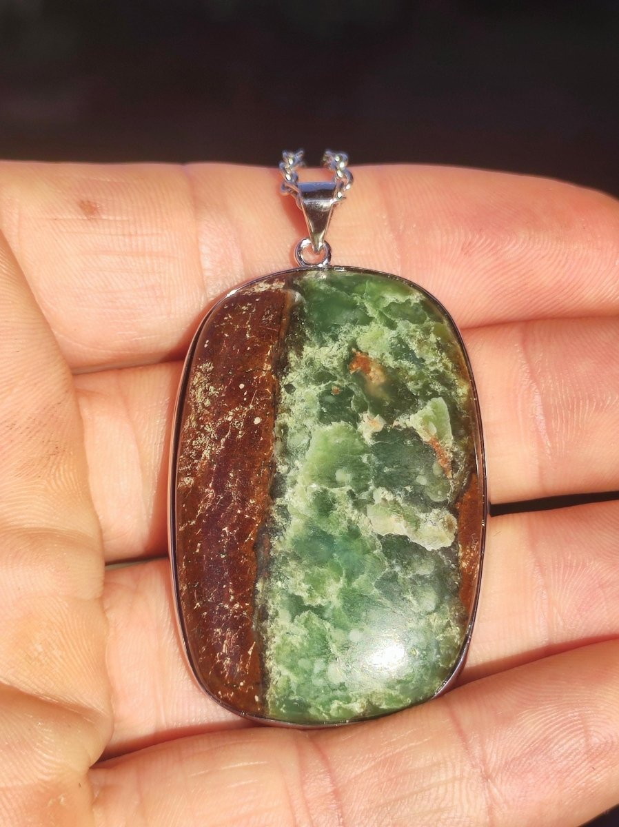 Chrysoprase - Edelstein Kette 925 Sterling Silber - Edler Frau Mann Schmuck Filigran Hochzeitstag Geburtstag Geschenk Heilstein Rarität - Art of Nature Berlin