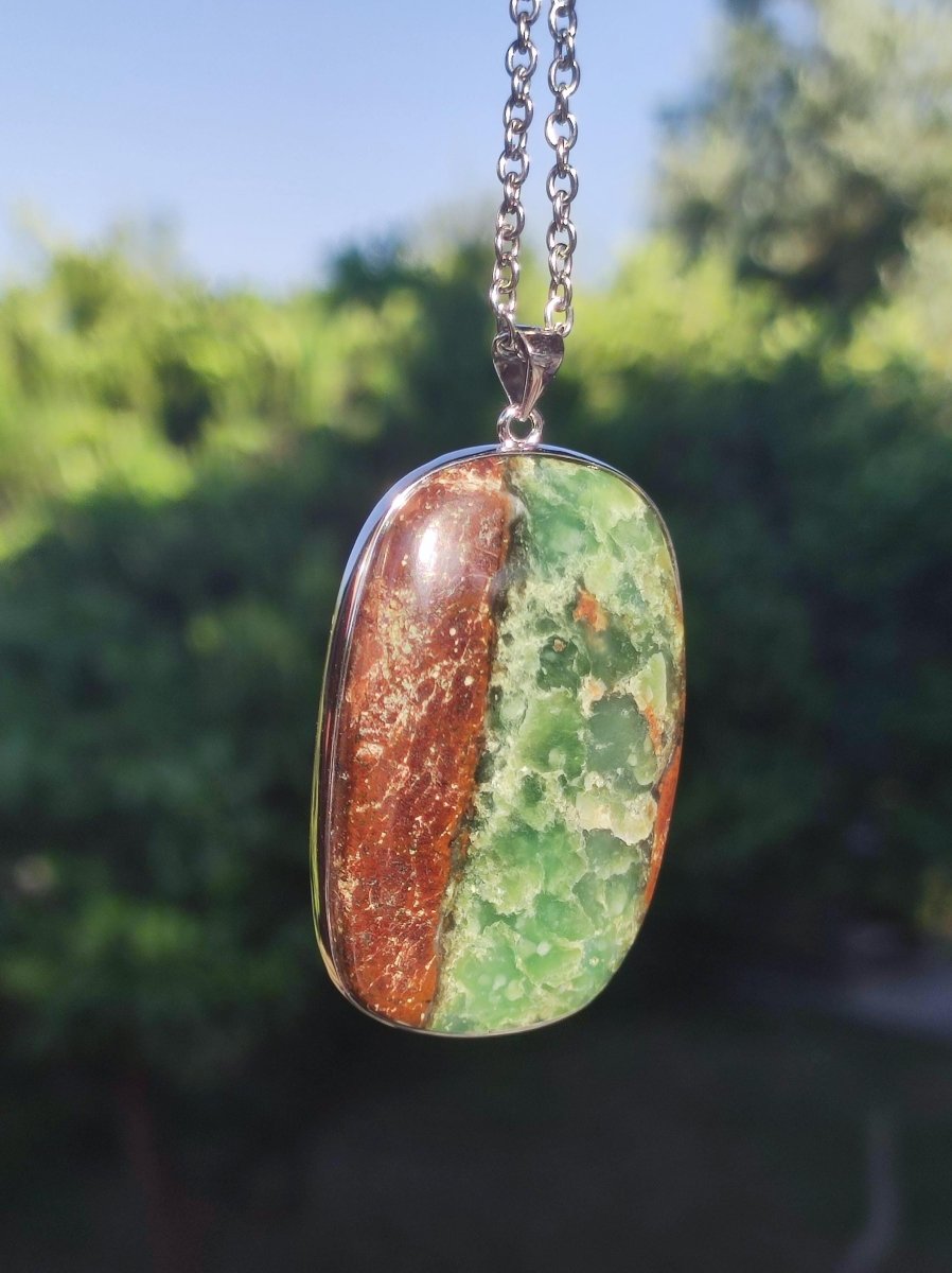 Chrysoprase - Edelstein Kette 925 Sterling Silber - Edler Frau Mann Schmuck Filigran Hochzeitstag Geburtstag Geschenk Heilstein Rarität - Art of Nature Berlin