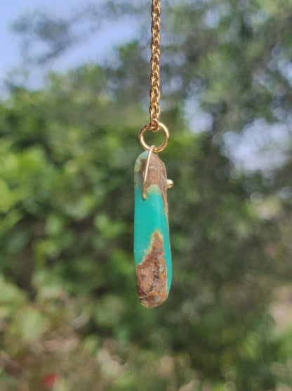Chrysoprase Edelstein Kette grün golden lang Natur GOA Boho Hippie Ethno Schutz Heilstein Sammler Unikat Mann Frau Er Sie Geschenk Anhänger - Art of Nature Berlin