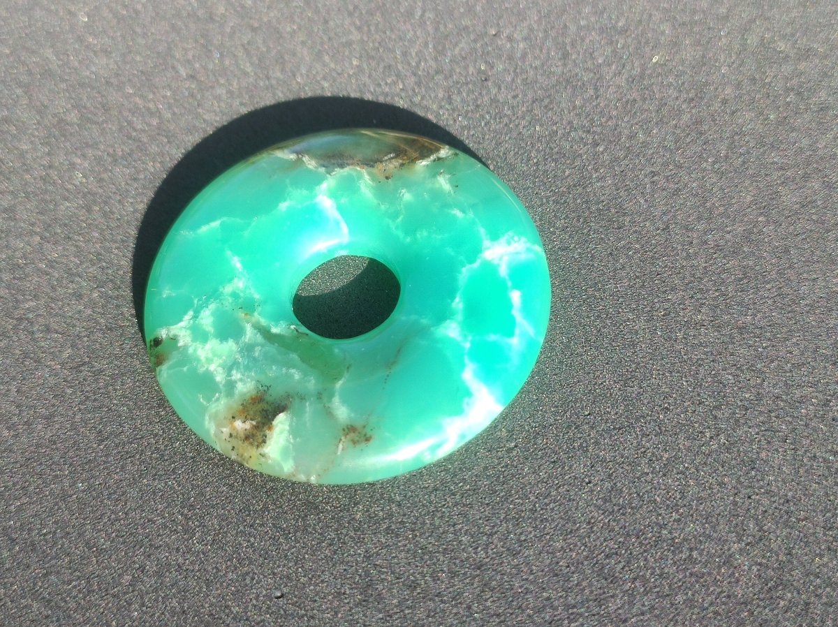 Chrysoprase ~ Edelstein Kette ~HIPPIE ~GOA ~Boho ~Tibet ~Ethno ~Nature ~Donut ~Schutzsymbol ~Heilstein ~Rarität - Art of Nature Berlin