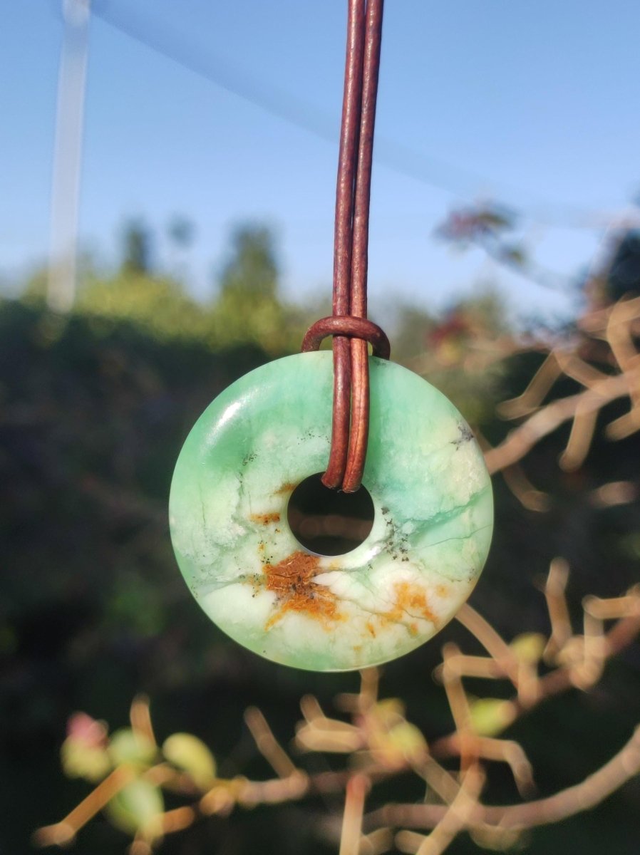 Chrysoprase ~ Edelstein Kette ~HIPPIE ~GOA ~Boho ~Tibet ~Ethno ~Nature ~Donut ~Schutzsymbol ~Heilstein ~Rarität - Art of Nature Berlin