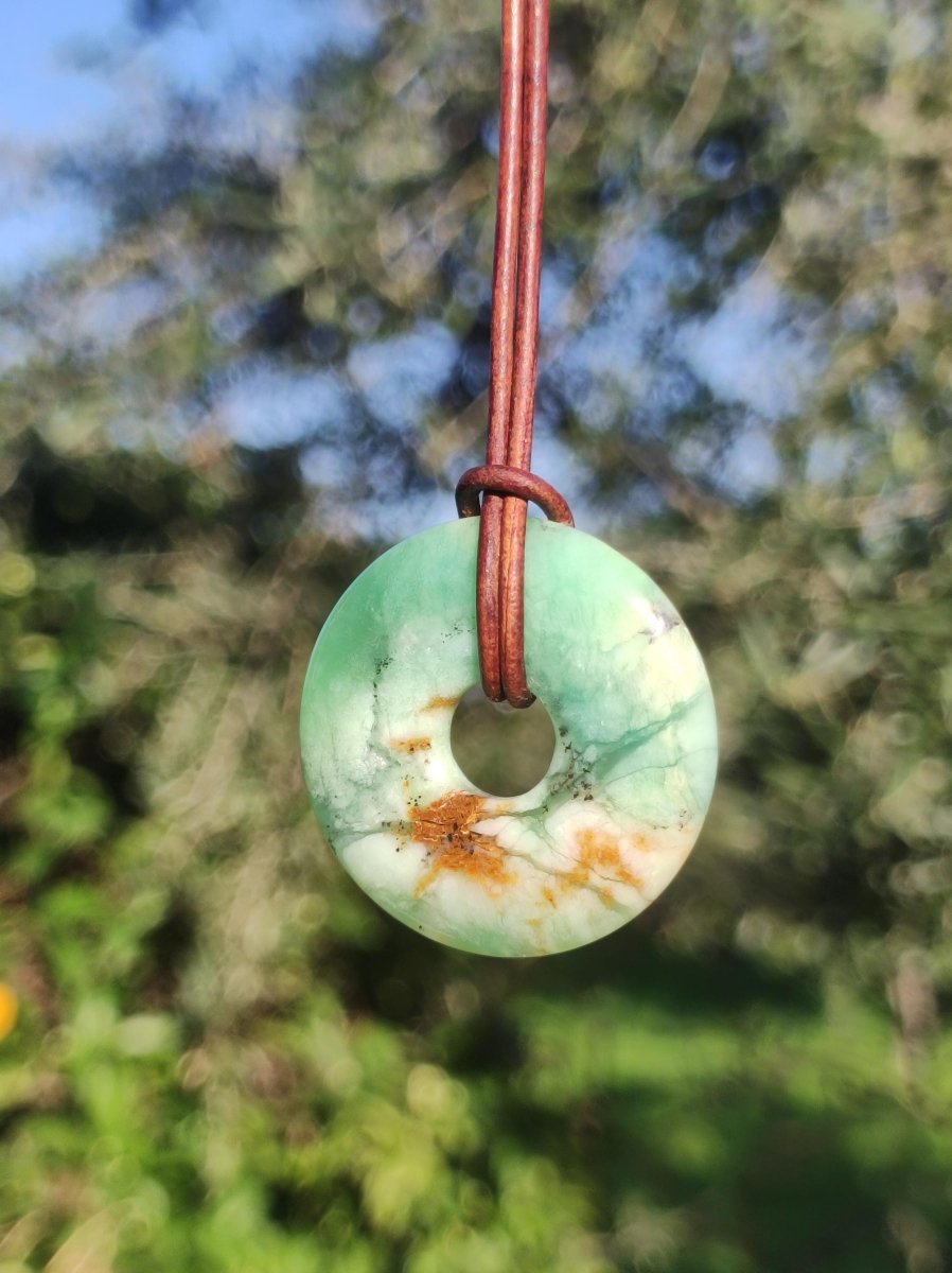 Chrysoprase ~ Edelstein Kette ~HIPPIE ~GOA ~Boho ~Tibet ~Ethno ~Nature ~Donut ~Schutzsymbol ~Heilstein ~Rarität - Art of Nature Berlin