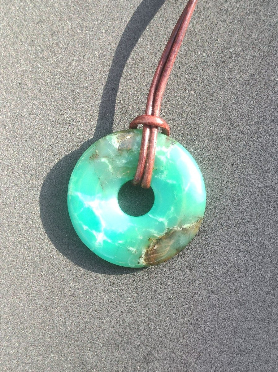 Chrysoprase ~ Edelstein Kette ~HIPPIE ~GOA ~Boho ~Tibet ~Ethno ~Nature ~Donut ~Schutzsymbol ~Heilstein ~Rarität - Art of Nature Berlin