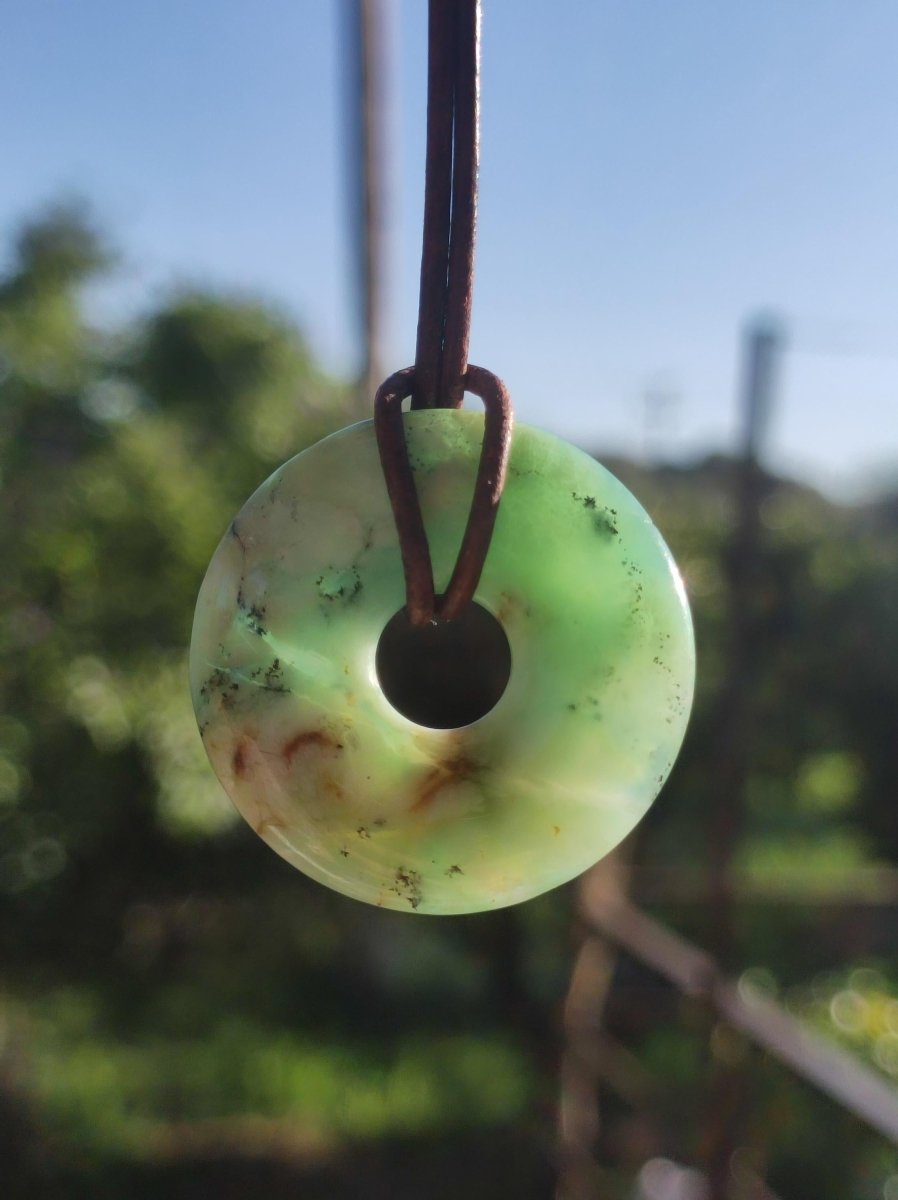 Chrysoprase ~ Edelstein Kette ~HIPPIE ~GOA ~Boho ~Tibet ~Ethno ~Nature ~Donut ~Schutzsymbol ~Heilstein ~Rarität - Art of Nature Berlin