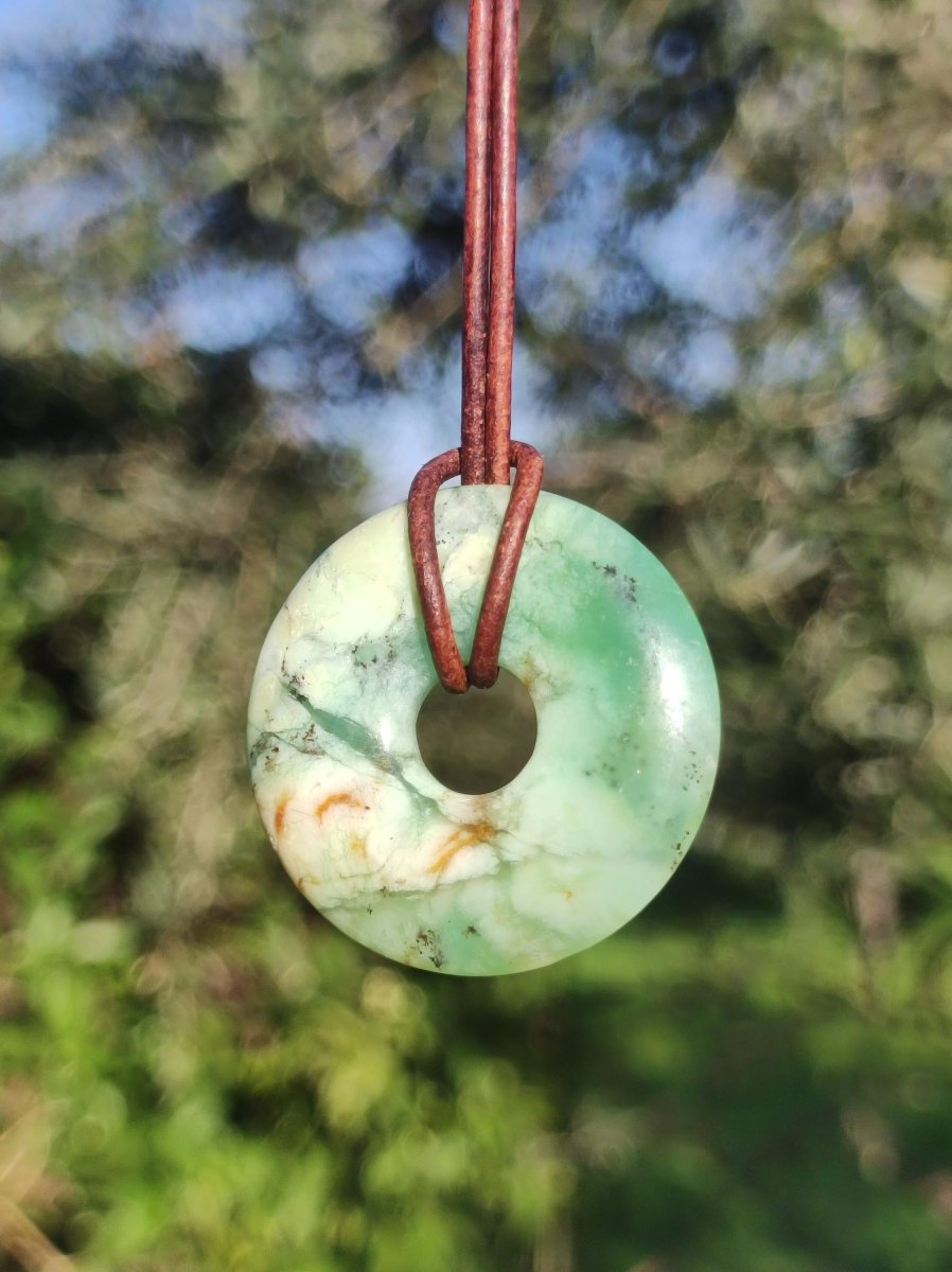 Chrysoprase ~ Edelstein Kette ~HIPPIE ~GOA ~Boho ~Tibet ~Ethno ~Nature ~Donut ~Schutzsymbol ~Heilstein ~Rarität - Art of Nature Berlin