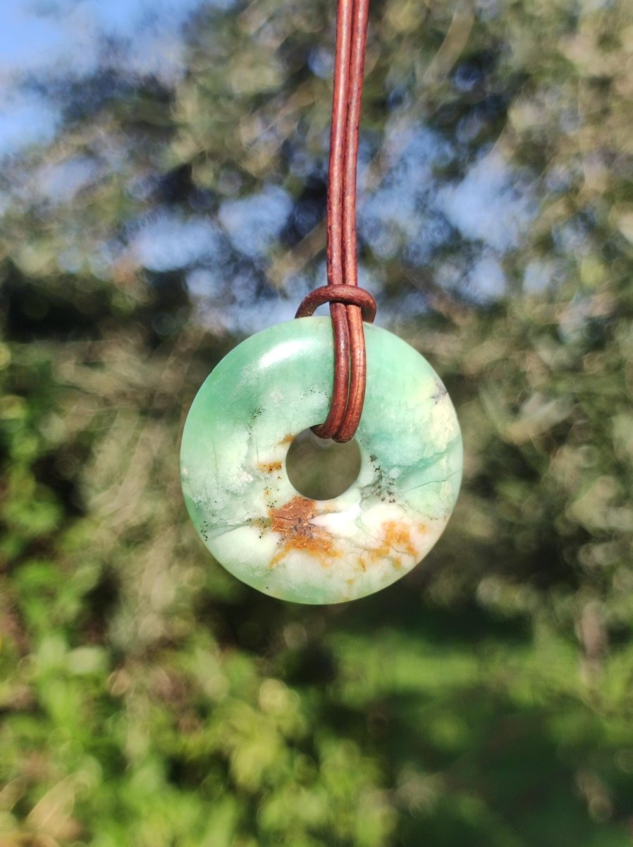 Chrysoprase ~ Edelstein Kette ~HIPPIE ~GOA ~Boho ~Tibet ~Ethno ~Nature ~Donut ~Schutzsymbol ~Heilstein ~Rarität - Art of Nature Berlin