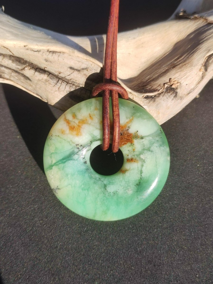 Chrysoprase ~ Edelstein Kette ~HIPPIE ~GOA ~Boho ~Tibet ~Ethno ~Nature ~Donut ~Schutzsymbol ~Heilstein ~Rarität - Art of Nature Berlin