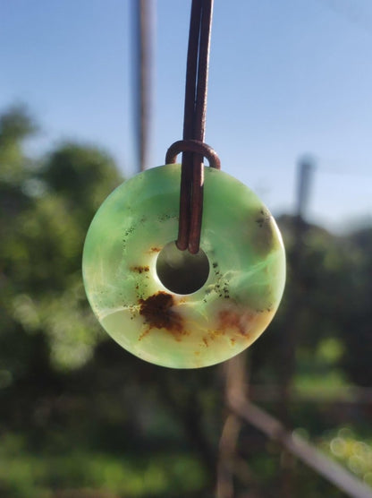Chrysoprase ~ Edelstein Kette ~HIPPIE ~GOA ~Boho ~Tibet ~Ethno ~Nature ~Donut ~Schutzsymbol ~Heilstein ~Rarität - Art of Nature Berlin