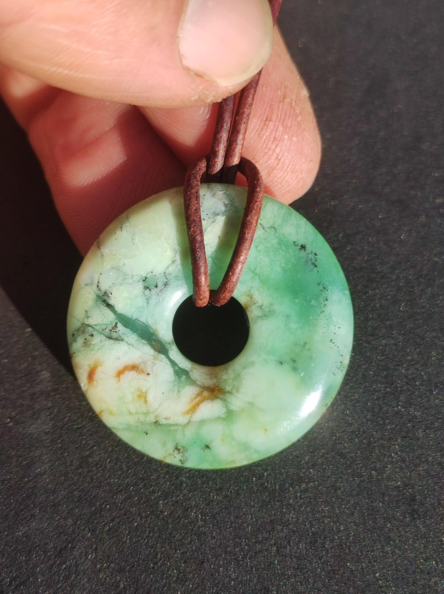 Chrysoprase ~ Edelstein Kette ~HIPPIE ~GOA ~Boho ~Tibet ~Ethno ~Nature ~Donut ~Schutzsymbol ~Heilstein ~Rarität - Art of Nature Berlin
