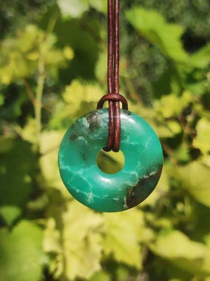 Chrysoprase ~ Edelstein Kette ~HIPPIE ~GOA ~Boho ~Tibet ~Ethno ~Nature ~Donut ~Schutzsymbol ~Heilstein ~Rarität - Art of Nature Berlin